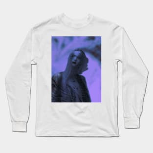 Portrait, digital collage and special processing. Beautiful woman, like painted. Light blue. Long Sleeve T-Shirt